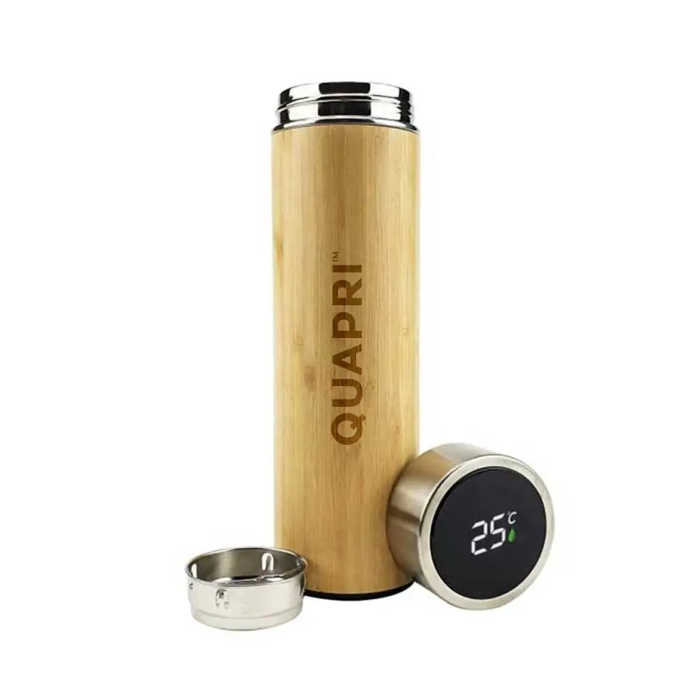 Natural bamboo flask with LED temperature