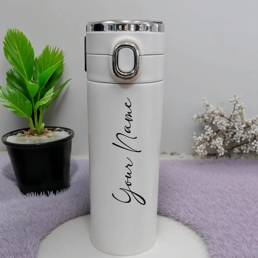 White Temperature Display Water Bottle