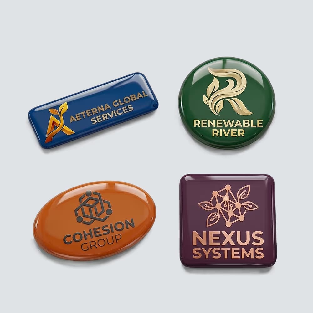 epoxy resin dome stickers with circle, square & rectangle shapes