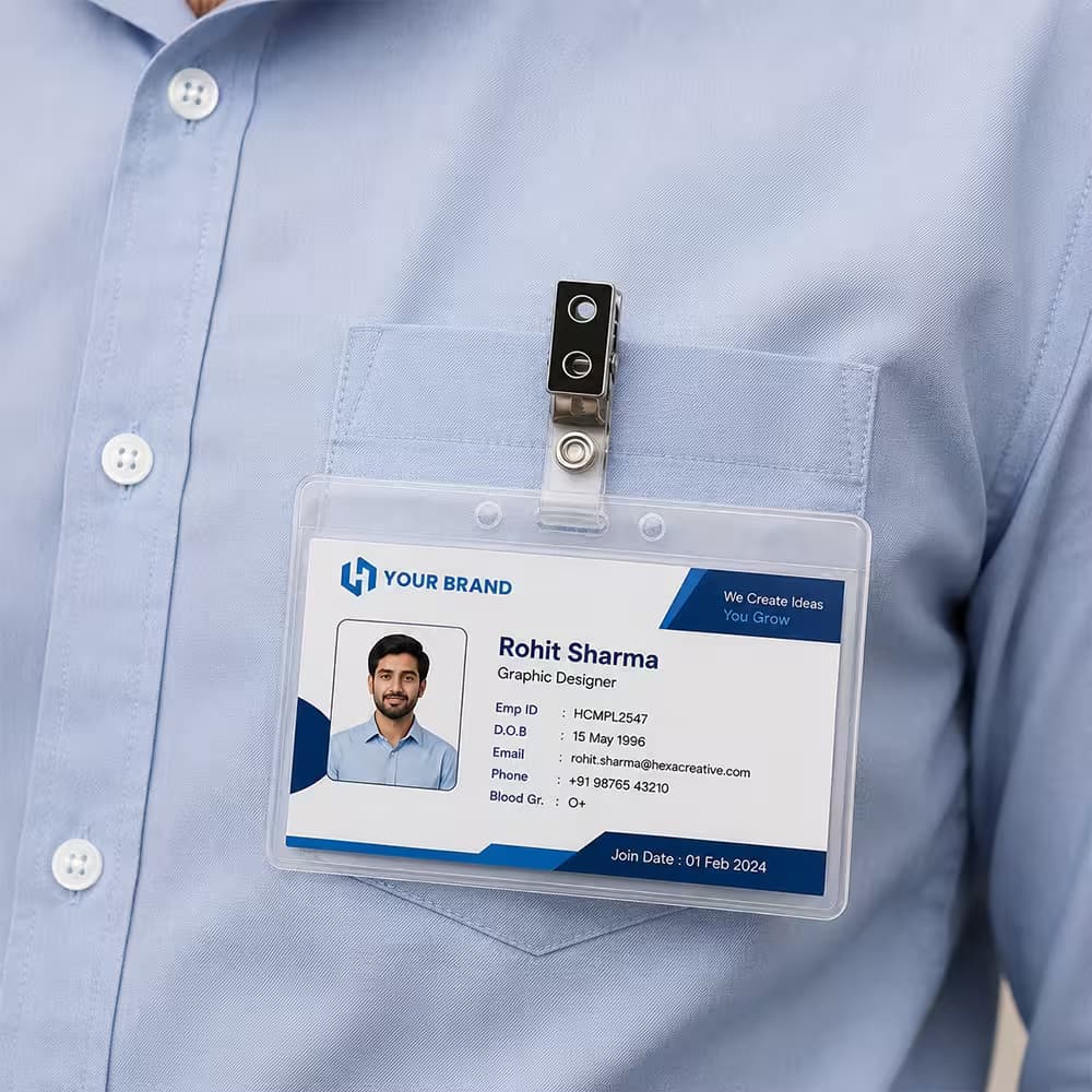 Clear PVC ID Badge Holder with Clip for Employee Cards