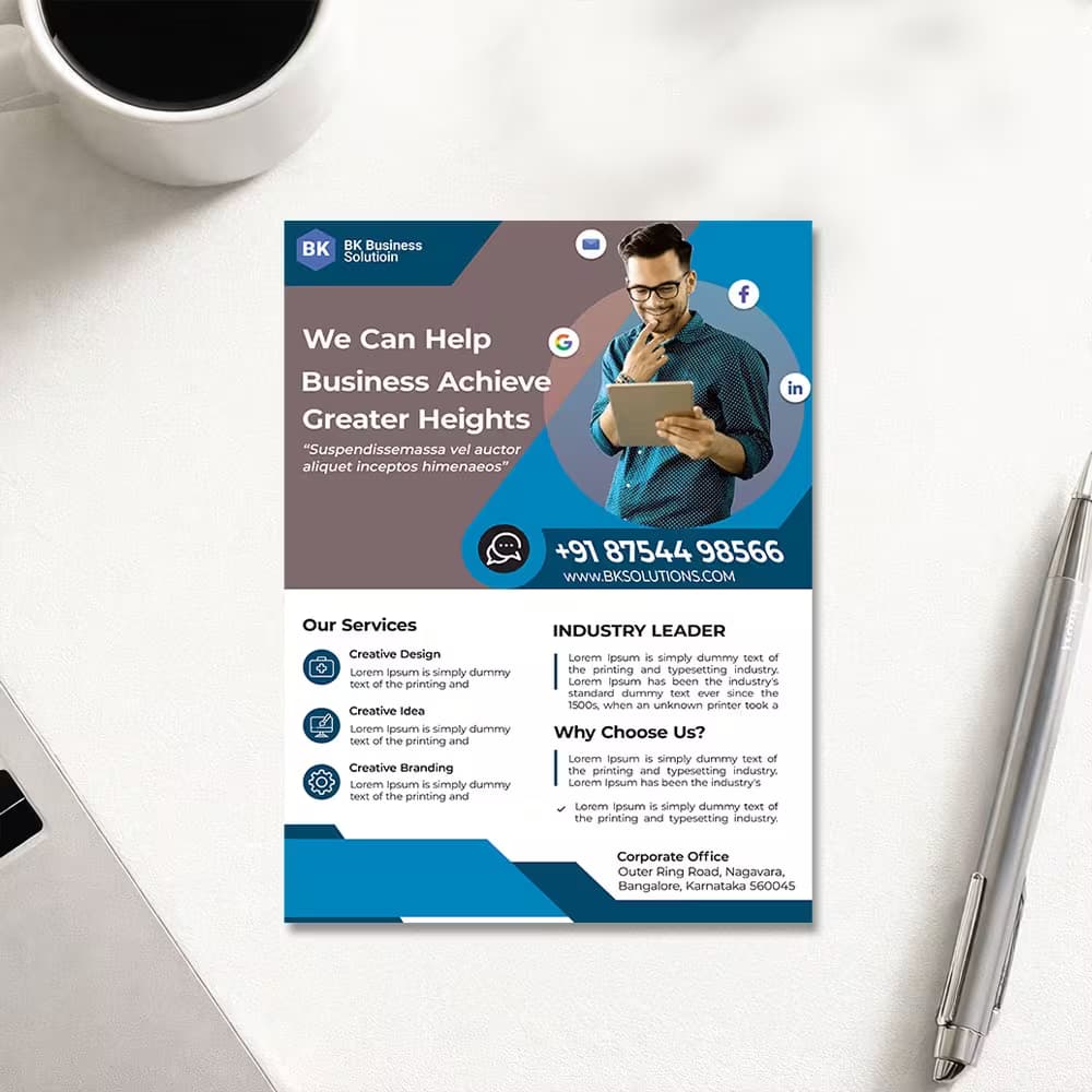 Custom Flyer Printing for a business flyer. Use our Custom Leaflets to showcase services and achieve greater heights.