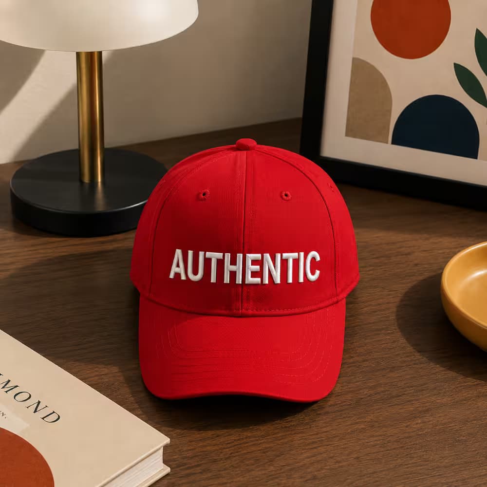 custom logo embroidered red cap